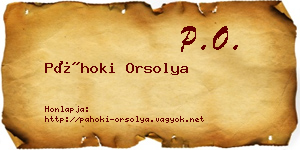 Páhoki Orsolya névjegykártya